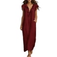 thumbnail image 1 of Puliio Maxi Dresses for Women Sleeveless V Neck Ruffle Loose Casual Dress with Pockets, 1 of 5