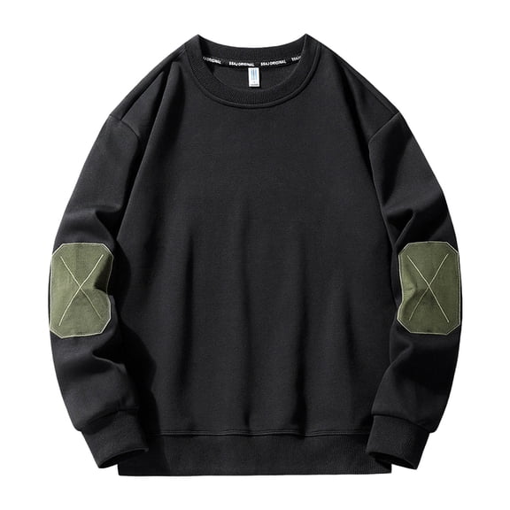 Puliio Men's Crewneck Sweatshirt Loose Fit Color Block Casual Pullover Long Sleeve Comfortable Everyday Wear Fall Winter No Hood Sweater Tops