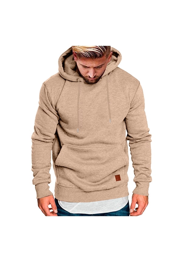 Men's Heather Raglan Faux Layer Hem Hoodie Drawstring Small Leather Tag Long Sleeve Pullover Everyday Layer Sweatshirts With Pocketv