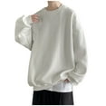 thumbnail image 1 of Puliio Men's Oversized Drop Shoulder Solid Crewneck Pullover Layered Hem Soft Long Sleeve Sweatshirt Daily Basic Pullover Tops, 1 of 2