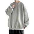 thumbnail image 1 of Puliio Men's Oversized Drop Shoulder Solid Crewneck Pullover Layered Hem Soft Long Sleeve Sweatshirt Daily Basic Pullover Tops, 1 of 2