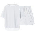 thumbnail image 1 of Puliio Men's Summer Waffle Knit Pajamas Set Short Sleeve Crew Neck Top & Shorts With Pockets Sleepwear Sets 2 Piece, 1 of 4