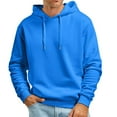 thumbnail image 1 of Puliio Mens Hoodies Fall And Winter Casual Solid Color Long Sleeve Hooded Sweater No Pockets Top Velvet Casual Oversize Drawstring Pullover Hooded, 1 of 5