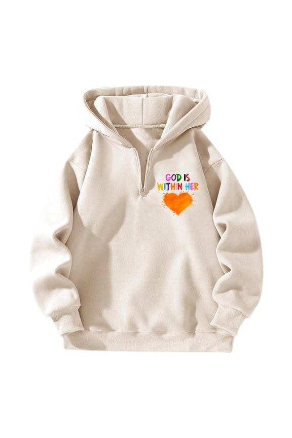 Mens Hoodies Heart Print Long Sleeve Half Zip Up Casual Hooded Sweatshirt Unisex Everyday Wear Stylish Oversized Sports Hoodie Streetwear For Womens Mens