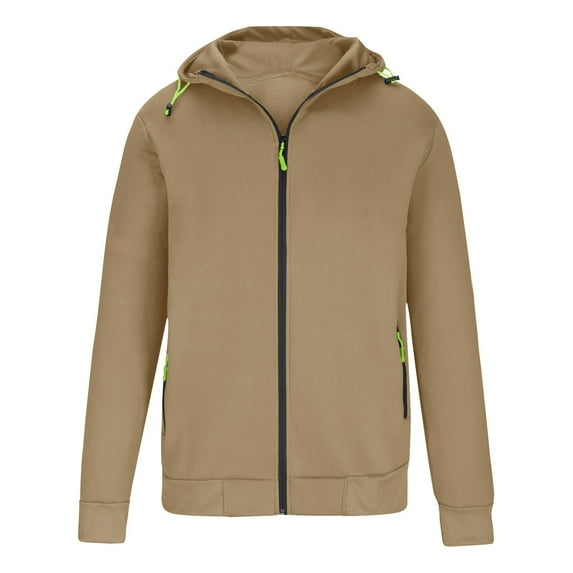 Puliio Mens Hoodies Long Sleeve Solid Color Hooded Sweater Coat With Zipper Pocket In Autumn Winter Sport Casual Hoody Pullover Tops