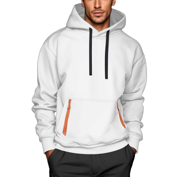 Puliio Mens Hoodies Sweatshirts Long Sleeve Casual Hooded Sweatshirts With Zipper Pocket Loose Fit Pullover Warm Winter Fall Streetwear Comfortable Soft Fabric Stretch Plain Hoody