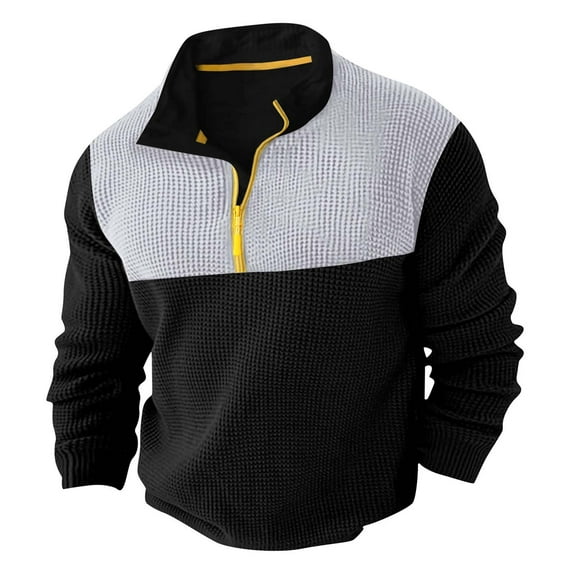 Puliio Mens Oversize Hoodless Sweatshirts High Neck Half Zip Color Block Pullover Jacket Winter Warm Loose Fit Comfortable Stretchy Daily Wear Athletic Hoodless Tops