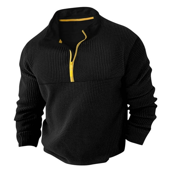 Puliio Mens Oversize Hoodless Sweatshirts High Neck Half Zip Color Block Pullover Jacket Winter Warm Loose Fit Comfortable Stretchy Daily Wear Athletic Hoodless Tops