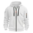 thumbnail image 1 of Puliio Mens Zip Up Hoodie Embroidered Badge Pocket Solid Color Casual Pullover Sweatshirt Autumn Winter Outdoor Sports And Daily Wear Drawstring Hoody Hooded, 1 of 3