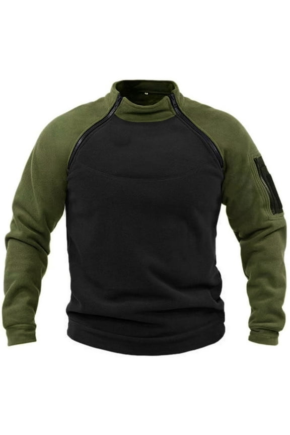 Mens Zipper Hoodless Sweatshirts Fasion Color Block Full Sleeve Casaul Pullover Blouse Outdoor Warm And Breathable No Hood Hoodies Top Clothes For Men