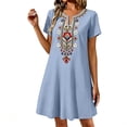 thumbnail image 1 of Puliio Midi Dresses for Women, Short Sleeve V Neck Floral Embroidery Loose Casual Summer Dress, 1 of 9