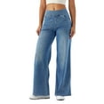 thumbnail image 1 of Puliio Pull On Wide Leg Jeans For Women High Waisted Stretchy Baggy Trendy Straight Leg Jeans Denim Pants, 1 of 8