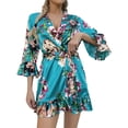 thumbnail image 1 of Puliio Robes For Women Satin Ruffle Edge Bathrobe Robe Soft Cozy Lightweight Nightgown For Ladies House,Size S, 1 of 1