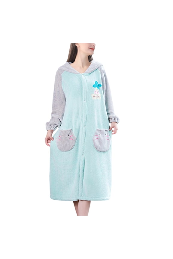 Robes For Women Soft Absorbent Lightweight With Pockets Bathrobe Warm Cozy Nightgown,Size One Size