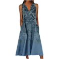 thumbnail image 1 of Puliio Sleeveless Midi Dress for Women Summer Floral Print V Neck Button Front Loose Dress with Pockets, 1 of 4
