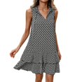 thumbnail image 1 of Puliio Summer Dresses for Women Sleeveless Collared V Neck Geometric Print Tiered Flowy Casual Mini Dress, 1 of 4