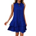 thumbnail image 1 of Puliio Summer Dresses for Women Sleeveless Collared V Neck Geometric Print Tiered Flowy Casual Mini Dress, 1 of 4