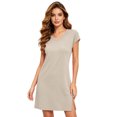 thumbnail image 1 of Puliio T Shirt Dresses for Women Summer V Neck Short Sleeve Side Slit Mini Casual Loose Everyday Dress, 1 of 4