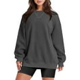 thumbnail image 1 of Puliio T Shirts For Women Oversized Long Sleeve Solid Color Basic Crewneck T-Shirts Ladies Comfory Casual Blouses Lightweight Tee Pullovers, 1 of 6