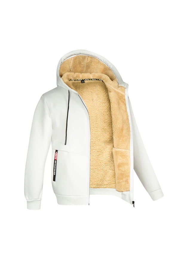 Thermal Zip Up Jackets for Men Inner Lining Side Zip Storage Pocket Drawstring Long Sleeve Pullover Outdoor Winter Sweatshirts With Pocket