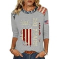 thumbnail image 1 of Puliio USA 250th Anniversary T-Shirt for Womens 3/4 Sleeve 1776-2026 Tee Tops USA 250 Years Distressed American Flag Graphic 4th of July T Shirt, 1 of 3