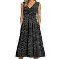 thumbnail image 1 of Puliio Women Dresses Fashion Solid Casual Dress Summer V Neck Sleeveless Sexy Mid-Calf Long Dresses With Pockets, 1 of 5