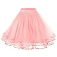 thumbnail image 1 of Puliio Women Elastic Waist Layered Soft Tulle Tutu Skirt Birthday Party Mini A-Line Skirt, 1 of 2