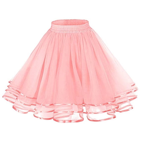Puliio Women Elastic Waist Layered Soft Tulle Tutu Skirt Birthday Party Mini A-Line Skirt
