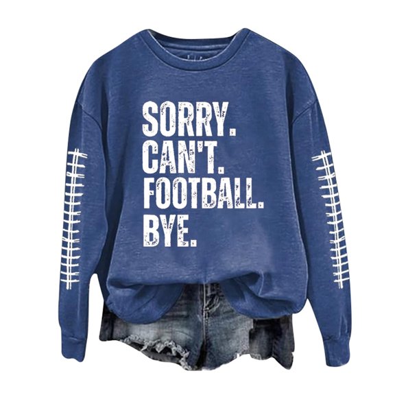 Puliio Women Hoodies Casual Lightweight Crewneck Sweatshirts Hoody Long Sleeve Rugby Graphic Printed Pullover Sweatshirts Blouse Top For Womens