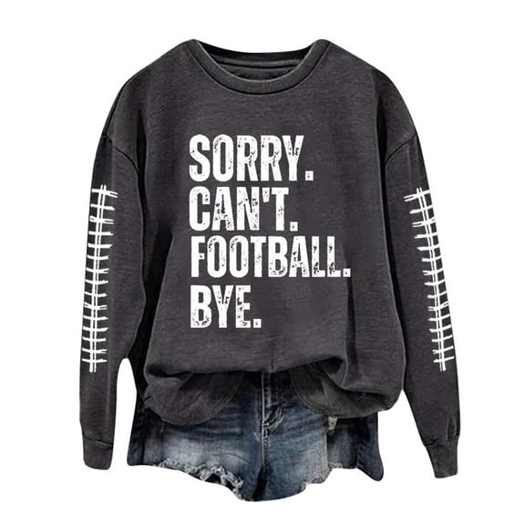 Puliio Women Hoodies Casual Lightweight Crewneck Sweatshirts Hoody Long Sleeve Rugby Graphic Printed Pullover Sweatshirts Blouse Top For Womens