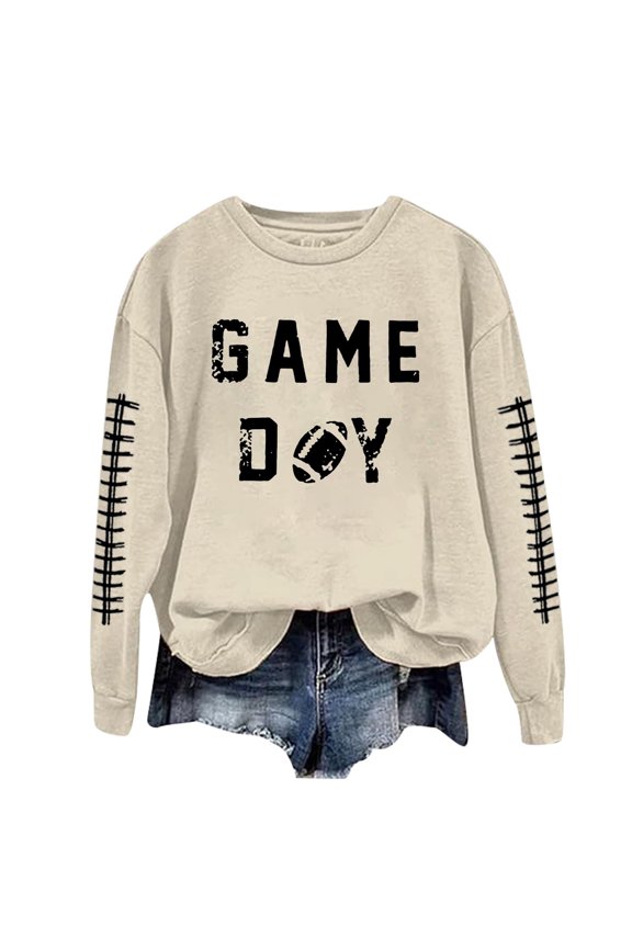 Women Hoodless Trendy Rugby Print Full Sleeve Crewneck Sweatshirt Jacket Pullover Loose Comfortable Lightweight Outdoor Top Blouse