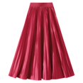 thumbnail image 1 of Puliio Women Midi Pleated Skirt Satin Elastic Waist Full Swing Party Daily Flared Skirt, 1 of 2