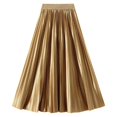 thumbnail image 1 of Puliio Women Midi Pleated Skirt Satin Elastic Waist Full Swing Party Daily Flared Skirt, 1 of 2
