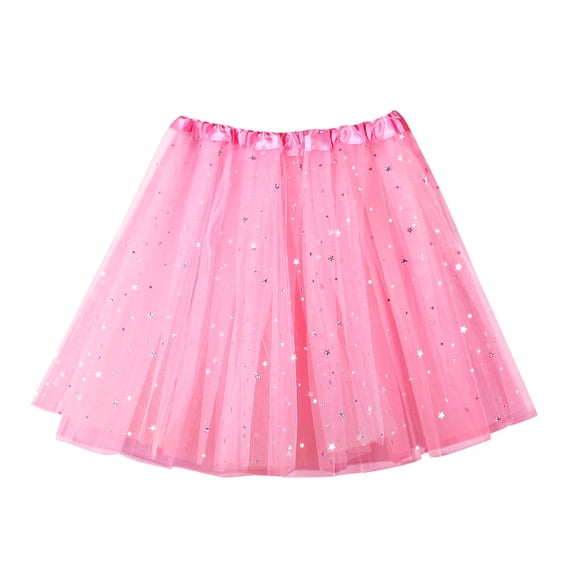 Puliio Women Mini Tutu Skirt Star Print Tulle Elastic Waist Holiday Party Dancing A-Line Skirt