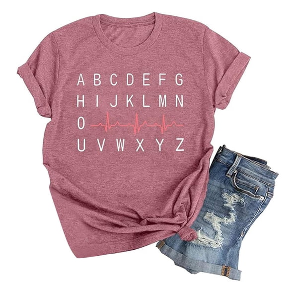 Puliio Women Nurse'S Seal T-Shirts Letter Printed O-Neck Short Sleeve Tee Fashion Trendy Blouses Casual Loose Fit Tees Tops