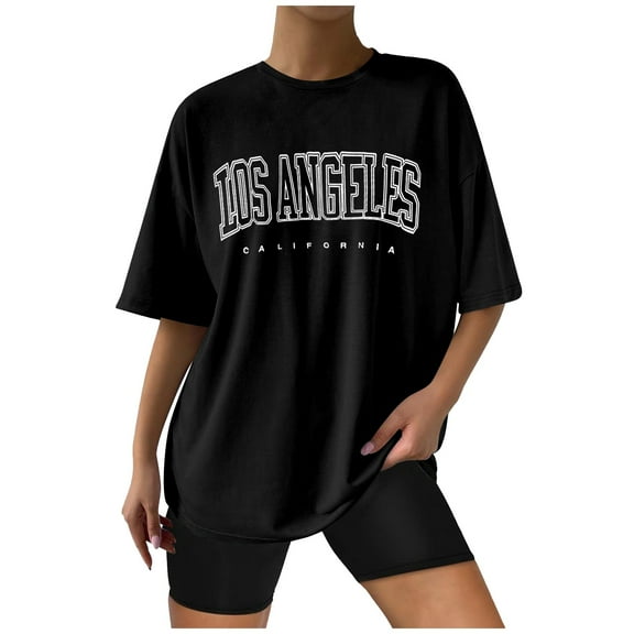 Puliio Women’S T-Shirts Casual Round Neck Letter Printed T Shirt Soft Summer Short Sleeve Top Regular Fit Tees For Women