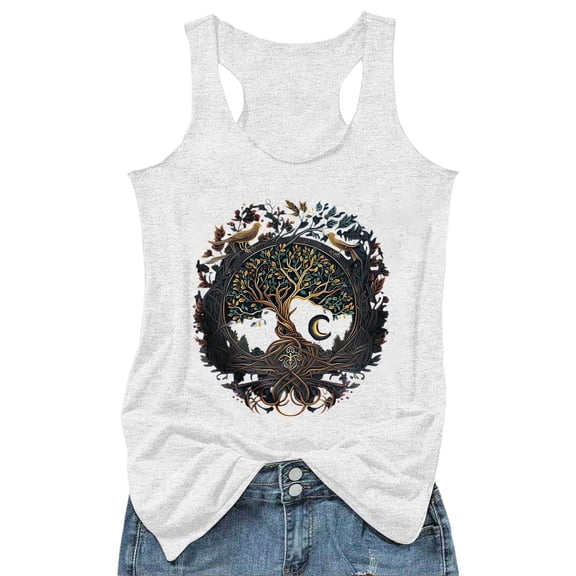 Puliio Women'S Tank Tops Personality Printed Sleeveless Vest Top Summer Fashion Outdoor Leisure Loose Racerback Camisole Tops