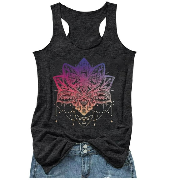 Puliio Women'S Tank Tops Personality Printed Sleeveless Vest Top Summer Fashion Outdoor Leisure Loose Racerback Camisole Tops