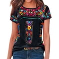 thumbnail image 1 of Puliio Women Short Sleeve Loose Round Neck Casual Pullover Folk Custom Printed T Shirt Top, 1 of 5