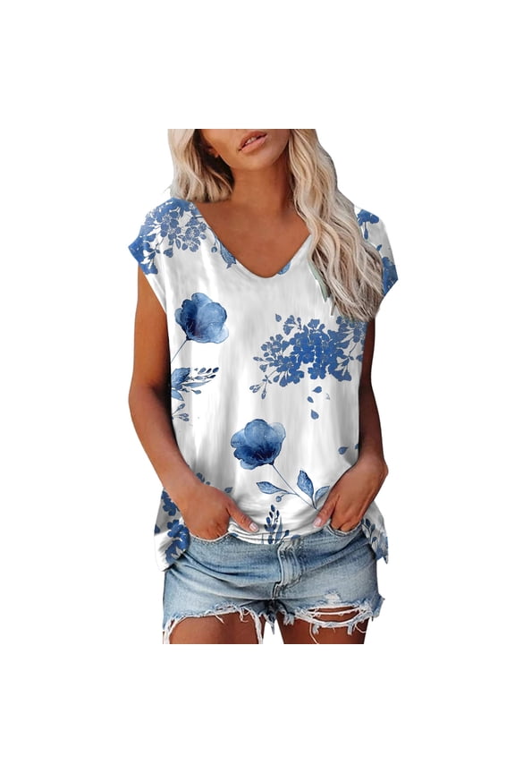 Women V Neck Plain Short Sleeve Shirts Tops Casual Loose Shirts Basic Shirt Tee Tops