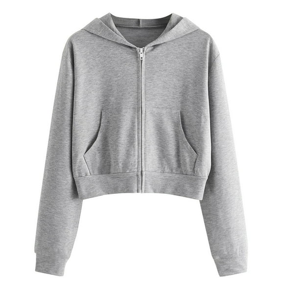 Puliio Women Zipp Up Hoddless Sweartshirts Casual Solid Long Sleeve Zipper Pocket Shirt Hooded Sweatshirt Minimalist Versatile Cardigan Tops