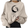 thumbnail image 1 of Puliio Women's Crew Neck Sweatshirt Boho Moon Butterfly Graphic Print Loose Buttery Soft Long Sleeve Afternoon Tea Date Pullover Tops, 1 of 4