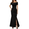 thumbnail image 1 of Puliio Women's Dresses Off Shoulder Strapless Wrap Solid Color Wrapped Slim Fit Hem Slit Dress Elegant Mermaid Hem Cocktail Party Dresses, 1 of 4