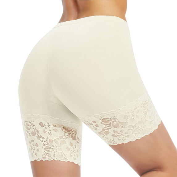 Puliio Women's Floral Lace Long Leg Underwear AntiâChafing Shorts Soft Stretch Invisible Shapewear Panties