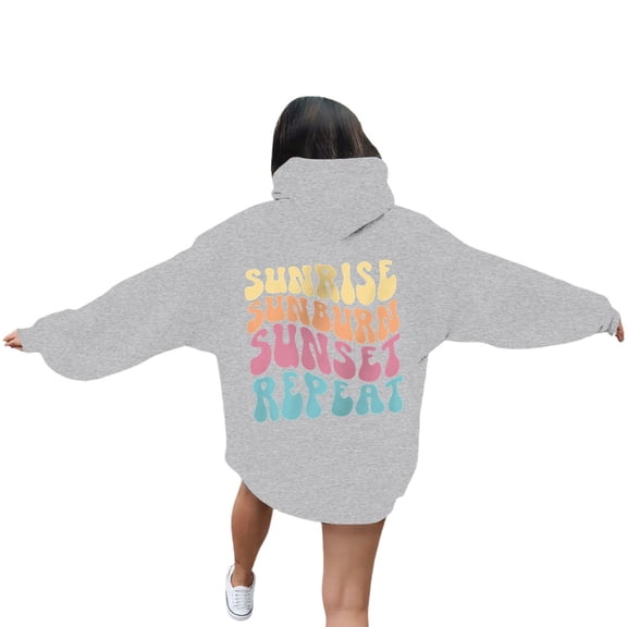 Puliio Women's Hoodie Letter Print Long Sleeve Casual Drawstring Hooded Sweatshirt Fall Winter Loose Comfy Trendy Pullover Tops With Pockets