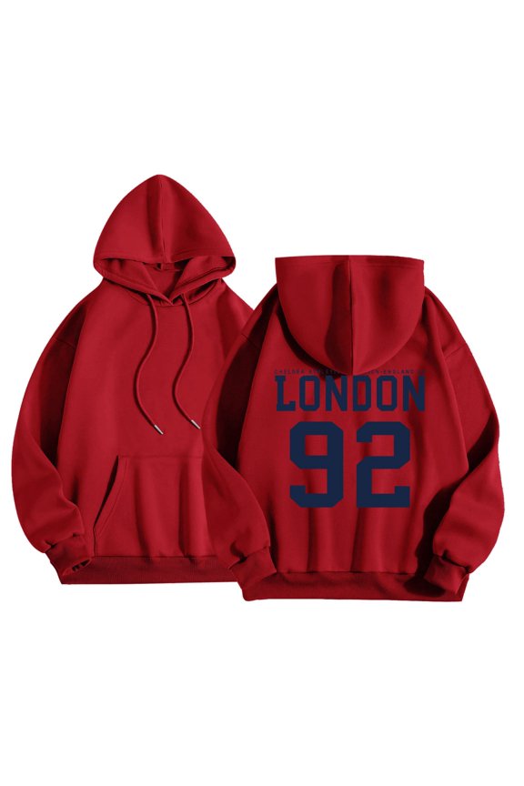 Women's Hoodies Letter Print Drawstring Hooded Sweatshirt Long Sleeve Pullover With Pocket Womens Daily Wear In Spring Fall Winter Basic Loose Fit Pullovers