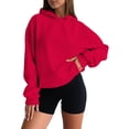 thumbnail image 1 of Puliio Women's Hoodies Solid Color Long Sleeve Pullover Soft Comfortable Sweatshirt Hoody Womens Everyday Wear Basic Loungewear Lightweight Versatile Hoodies Sweatshirts, 1 of 6