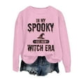 thumbnail image 1 of Puliio Women's Hoodless Sweatshirts Halloween Witch Themed Letter Printed Crew Neck Long Sleeve Lightweight Pullover Jacket Loose Leisure Thin Tunic Tops No Hood Sweatshirt For Women, 1 of 3