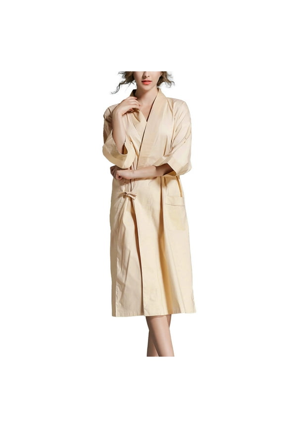 Women's Kimono Robes Short Knit Kimono Bathrobe Soft Cotton Casual Ladies Loungewear Nightgown,Size One Size