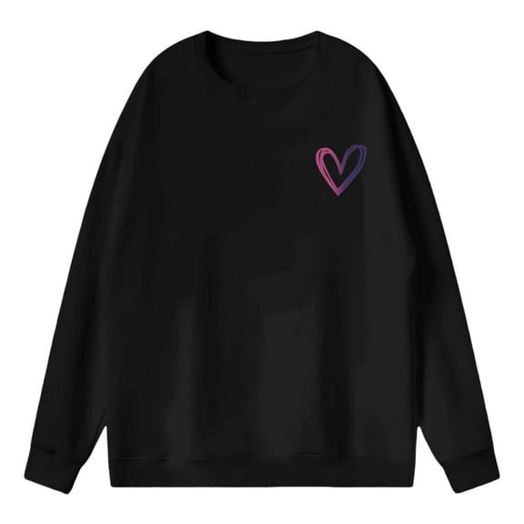 Puliio Women's Oversized Hoodies Heart Print Crewneck Long Sleeve Pullover Womens Slouchy Casual Every Wear Hoodless Sweatshirt